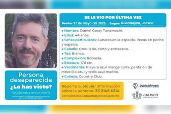 El empresario Daniel Garay Tanamachi fue visto por última vez el pasado 17 de mayo en Guadalajara | Comisión de Búsqueda Jalisco