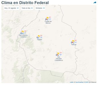 Probabilidad de lluvia en CdMx 31 de agosto | Meteored