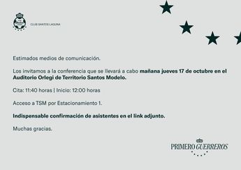 Cita a conferencia de prensa de Santos Laguna