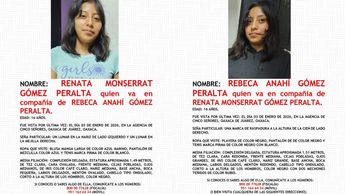 Renata Monserrat Gómez Peralta y Rebeca Anahí Gómez Peralta fueron vistas por última vez el 3 de enero de 2026 | Especial