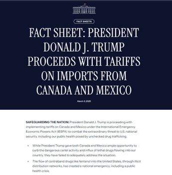 Comunicado de la Casa Blanca sobre la imposición de aranceles