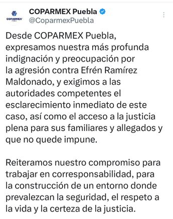 La Coparmex reveló su indignación tras el asesinato del empresario joyero en Puebla / Especial