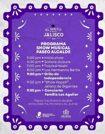 Programa musical en el Grito de Independencia en Guadalajara 2025 | Gobierno de Guadalajara