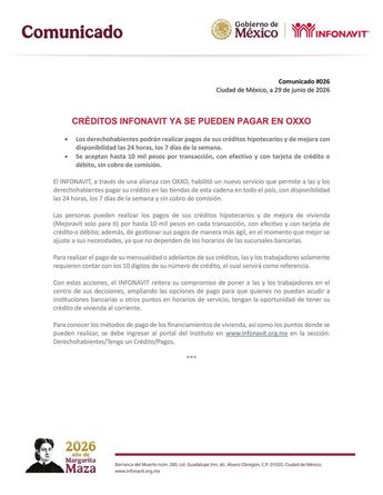 La nueva modalidad busca facilitar el pago del crédito Infonavit mediante una red de tiendas con amplia cobertura nacional. | FB: Infonavit