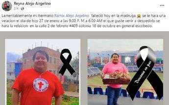 Post de la hermana de Ramiro Alejo Angelino tras su fallecimiento / CORTESÍA: captura