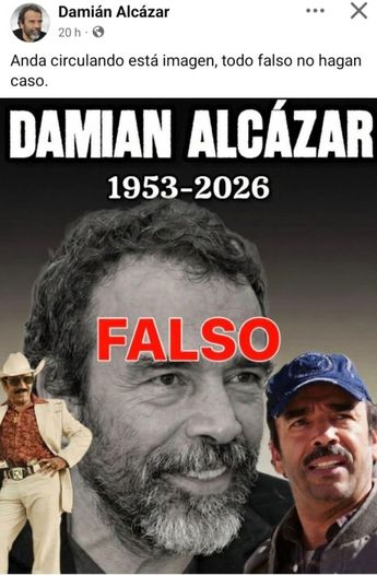 Además de la noticia falsa de su muerte, la cuenta de Facebook vinculada con Damián Alcázar alertó sobre las ediciones de fotos con IA | Facebook