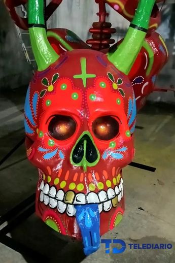 El Diablito de San Miguel es una de las calaveras gigantes que se exhiben en el Times Square / Miguel Ceballos