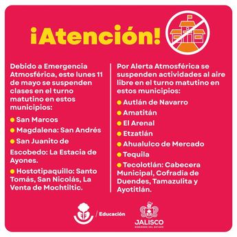 Aviso sobre la suspensión de clases este lunes. | Imagen de @JCFloresMiramon vía X.