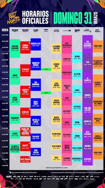 Horario domingo 31 de marzo / Especial