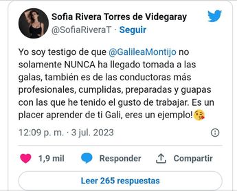 Al parecer Sofía Rivera eliminó su publicación.