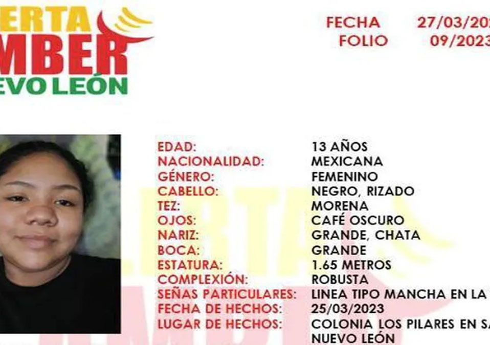 Activan Alerta Amber por menor desaparecida en Salinas Victoria