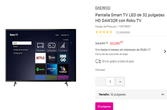 Pantalla Daewoo con descuento en Liverpool | Especial