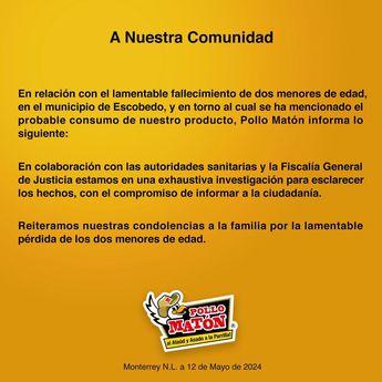 Pollo Matón emite comunicado tras muerte de dos niños en Escobedo, Nuevo León | Especial