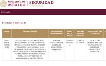 Registro de la detención del Pablo Edwin Huerta Nuño alias 'El Flaquito'. | Cortesía