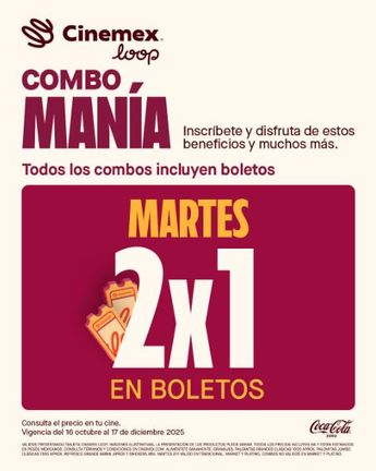 La promoción Combo Manía de Cinemex estará disponible en los últimos meses de 2025. | Imagen: Cinemex