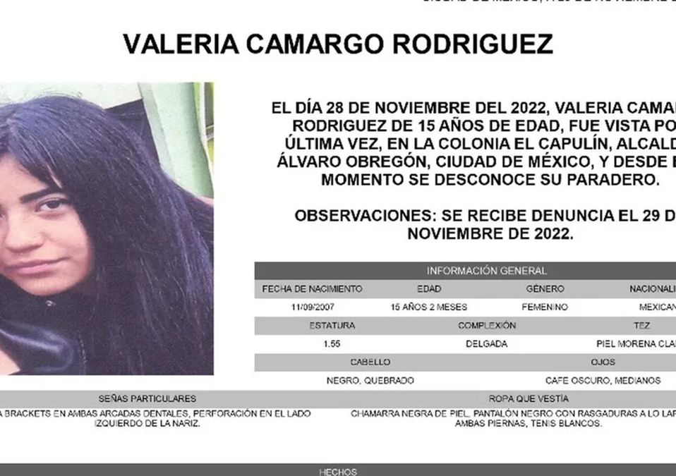 Fiscalía CdMx localiza en Morelos a Valeria Camargo, reportada como desaparecida en Álvaro Obregón