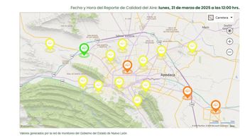 Calidad del aire en Monterrey 12 horas 31 marzo