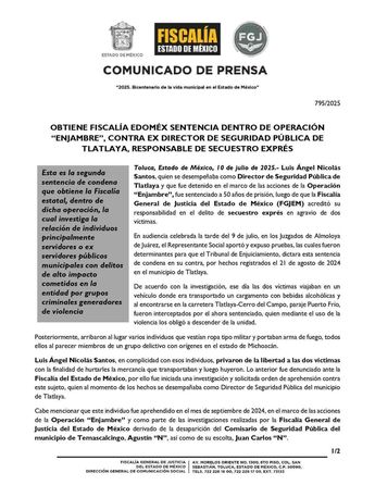 Luis Ángel Nicolás fue sentenciado por el secuestro exprés de dos personas | Fiscalía Edomex