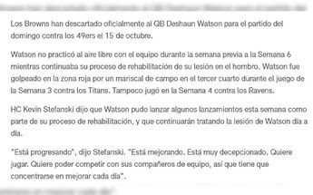 Comunicado Browns caso Deshaun Watson / CORTESÍA: @Browns