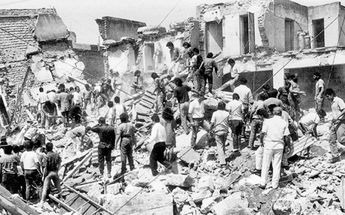 Edificios que quedaron destrozados tras las explosiones / Gobierno de México