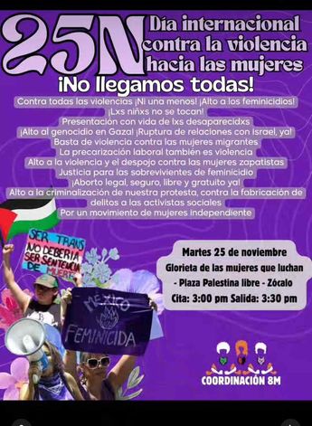 Los contingentes de la marcha del 25N partirán de diferentes puntos en CdMx | Especial