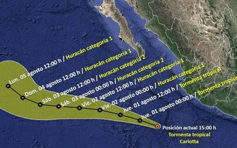 Trayectoria de la tormenta tropical Carlotta