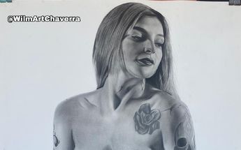 El dibujo de Karely Ruiz que hizo Wilmer es a base de carboncillo y grafito | Facebook WilmArt Chevarría