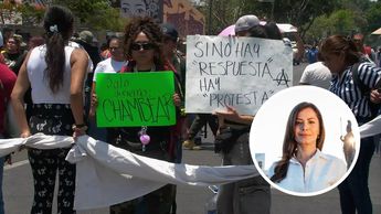 Verónica Delgadillo brindó algunas palabras sobre el futuro de los comerciantes en el Parque Rojo/ Especial