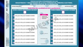 Ejemplo de boleta azul para elección del Poder Judicial de la Federación