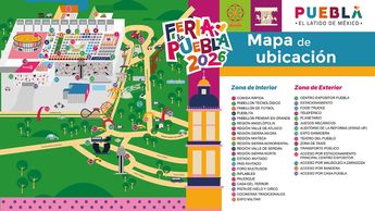 El Mapa de Ubicación cuenta con 36 zonas en las que se dividen cada una de las atracciones de la Feria de Puebla 2026 / Cortesía