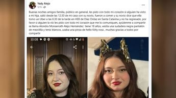 Esto fue lo que publicó la mamá de Alondra. | Especial