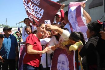 Sheinbaum llegando a un evento de campaña en Nuevo León. | Leonel Rocha