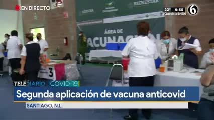 Continúa aplicación de segunda dosis de vacuna anticovid en Santiago 