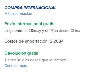 Las compras internacionales tienen la misma leyenda y agregan la estimación de llegada del producto/ Especial