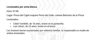Madre hirió con cuchillo a hijos en festejo de Año Nuevo en Balcones de la Presa de León