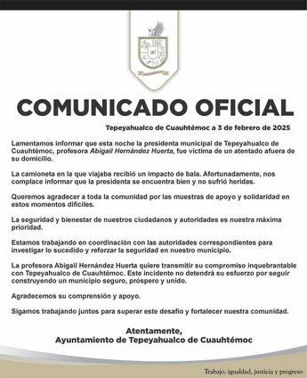 Aquí el comunicado de las autoridades sobre estos lamentables hechos / Especial
