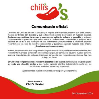 Esta fue la respuesta de Chili's México tras discriminación a débil visual en Xalapa, Veracruz / Cortesía