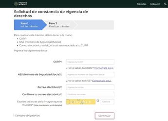 Formulario para realizar el trámite. | Especial