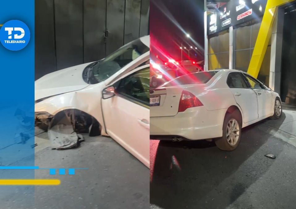 Conductor se impacta contra medidor de gas tras dormitar en avenida Rangel Frías en Monterrey. | Especial