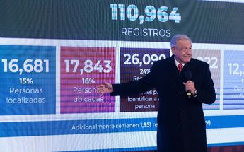 El presidente López Obrador durante la presentación de la Comisión Nacional de Búsqueda en "La Mañanera". | Cortesía