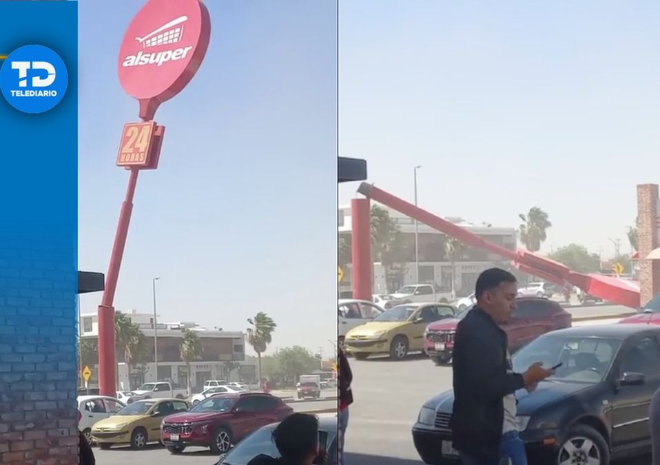 Espectacular de tienda cae por ráfagas de viento Torreón | Captura de pantalla