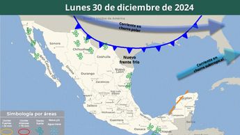 Frente frío 19 llegará en Año Nuevo 2025