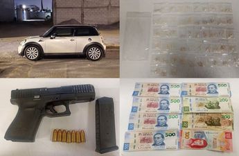 Un arma, droga y un vehículo Mini Cooper le fueron decomisados a 'La Güera' durante su detención / Especial