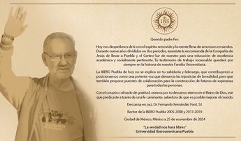 Ibero Puebla dedica una esquela al ex rector Fernando Fernández Font / IBEROPuebla