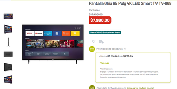 Pantallas en oferta durante Julio Regalado/ Captura