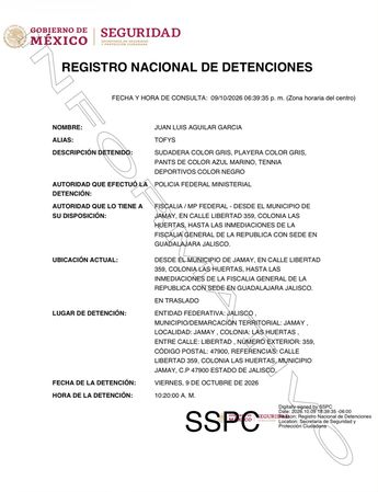 El funcionario de Sader en Jalisco fue detenido por la mañana del 9 de octubre.
