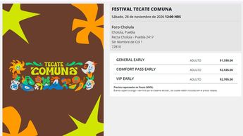 El costo de los accesos en esta etapa de venta anticipada oscila entre los $1,590 en zona General, hasta los $2,995 | e ticket