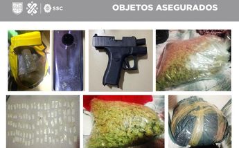 Entre los elementos asegurados, encontraron 98 dosis de cocaína y más de 20 kilogramos de mariguana / @PabloVazC