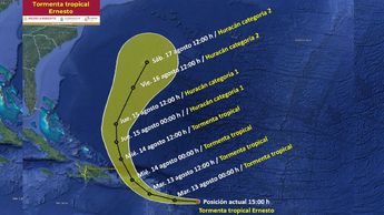Trayectoria tormenta tropical Ernesto