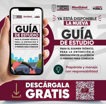 En este QR puedes descargar la guía de estudio para sacar la licencia de conducir en Puebla / Gobierno de Puebla